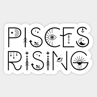 Pisces rising sign celestial typography Sticker